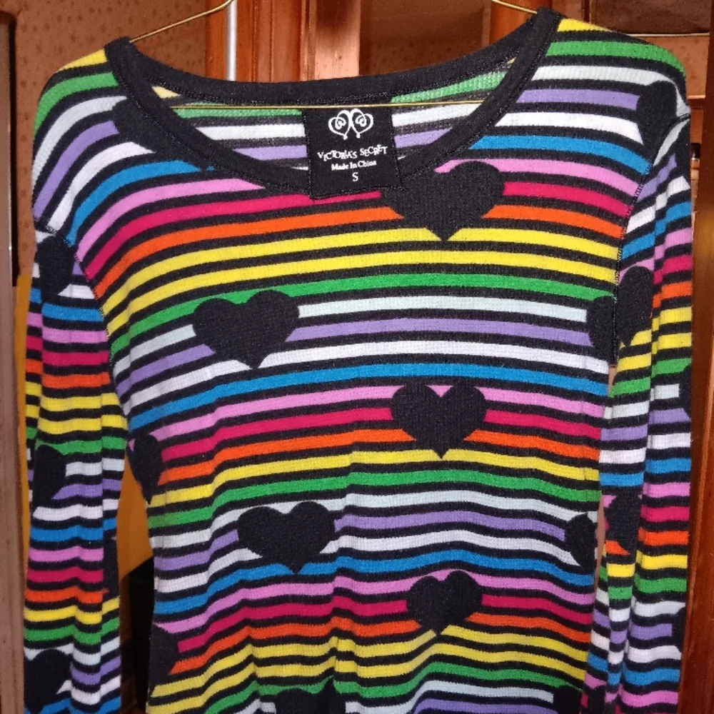 VS Rare htf Rainbow Striped Long Sleeve Tee - Picture 3 of 4